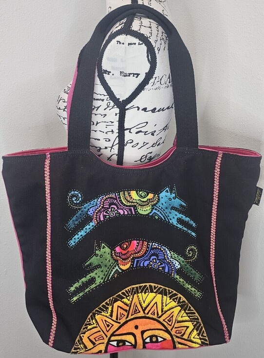 Laurel Burch Handbags - Laurel Burch Over The Sun Dogs Scoop Tote 19.5x13.5" Multicolor Cotton Canvas